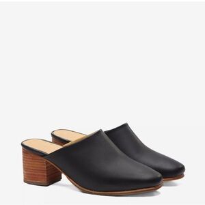 Nisolo All Day Heeled Black Leather Mules